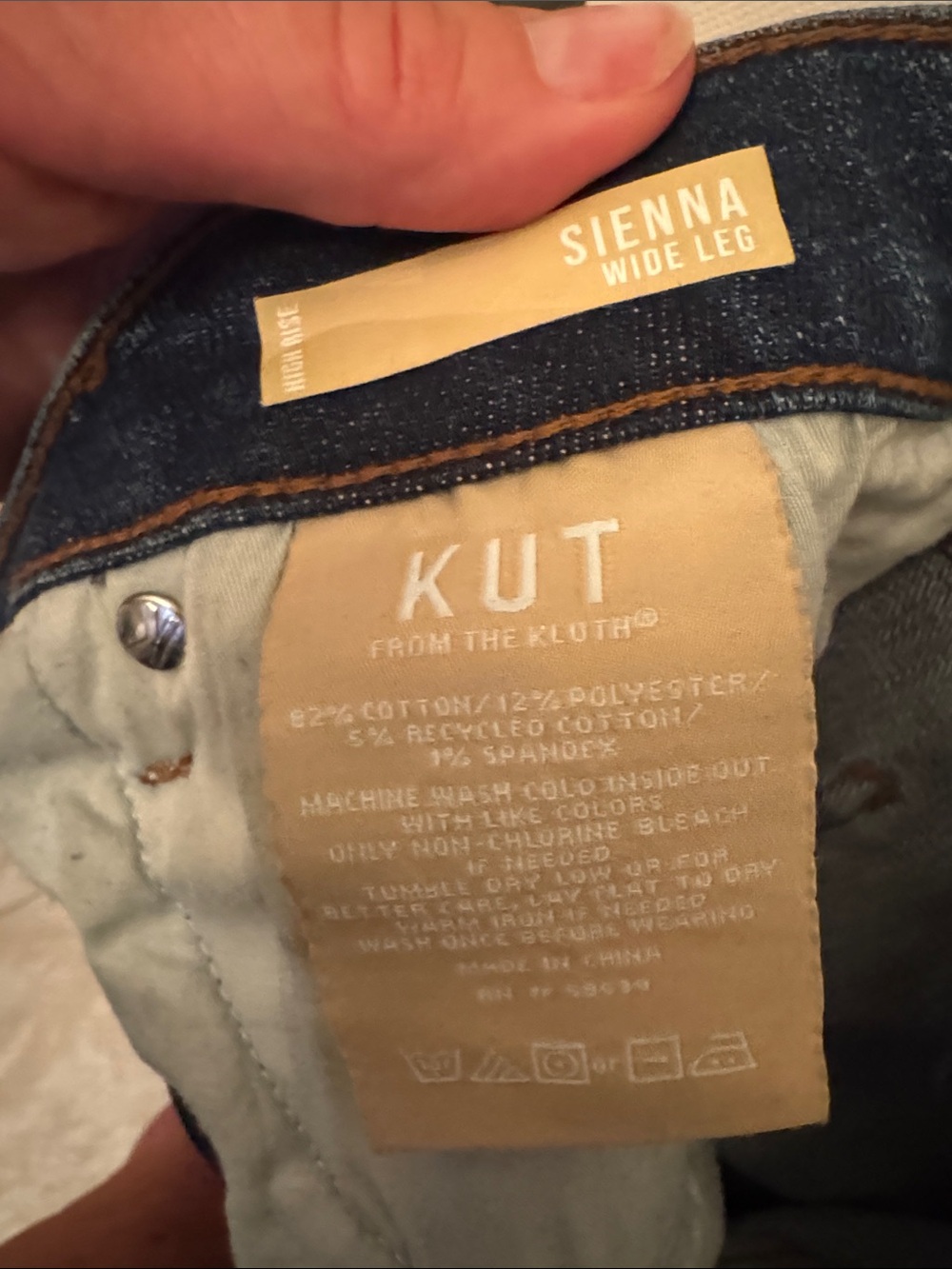 Kut from the Kloth Dark Blue Boyfriend Jeans with Cuffed Hem - Picture 3 of 4